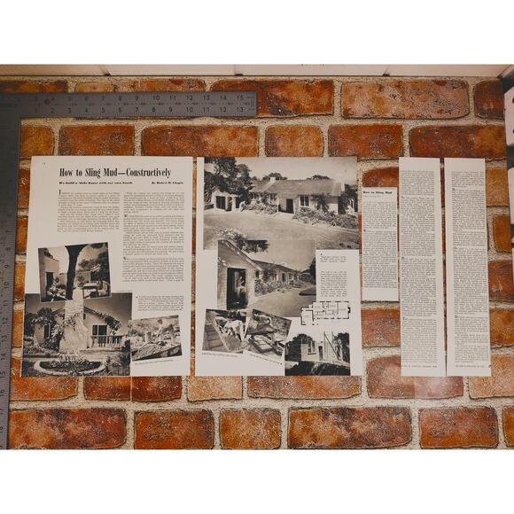 1941 How to Sling Mud Constructively Adobe Home Construction Vtg Print Article - Picture 2 of 11